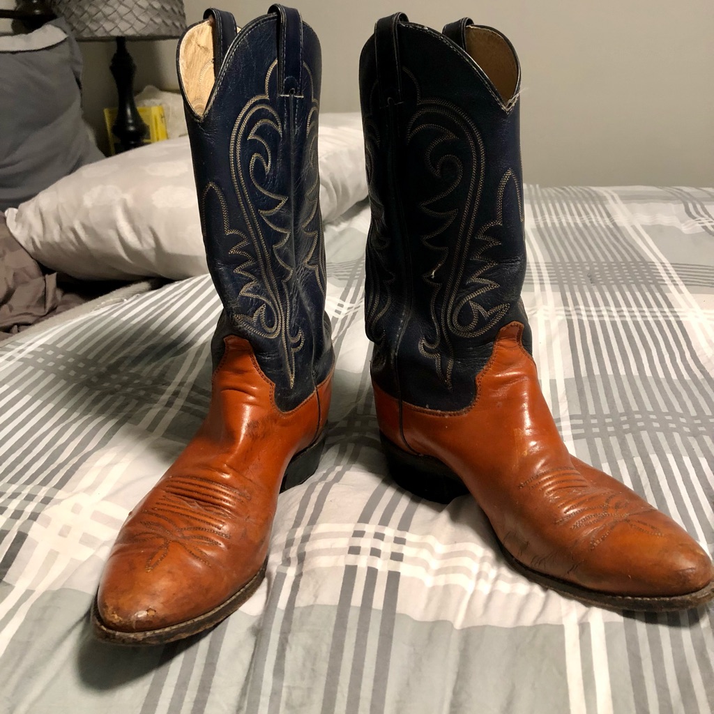 Justin Western Texas Boots Men’s Sz 9.5d Free Ship